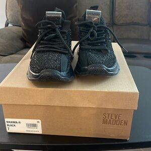 Steve Madden Black Rhinestone Sneakers